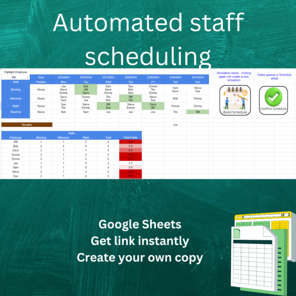 Automated staff scheduling