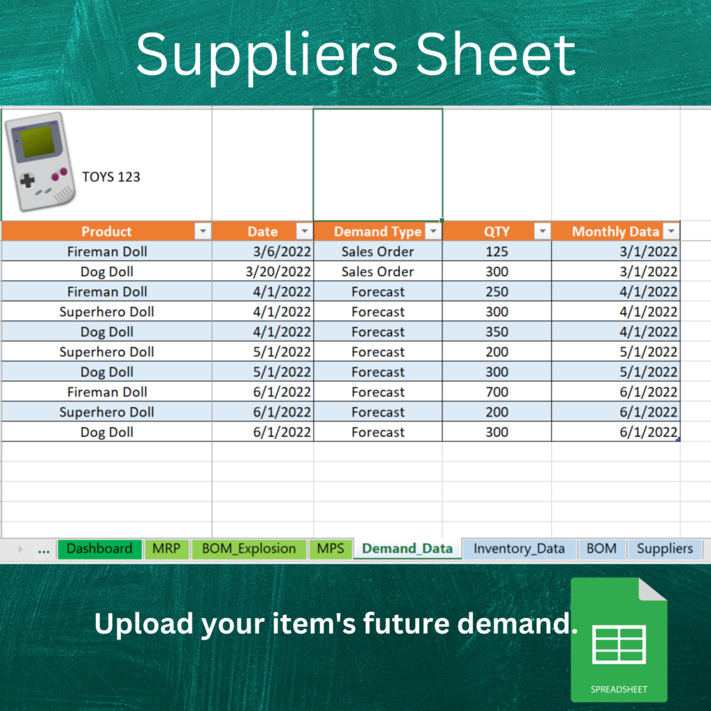 MRP & MPS Excel Template | Production & Material Planning