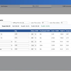 Restaurant Menu Costing Pro – V1