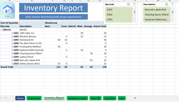 Scan Inventory System Excel | Barcode Stock Tracker