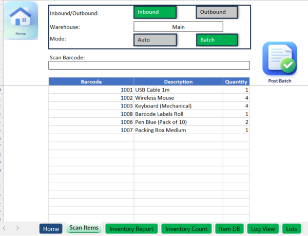 Scan Inventory System Excel | Barcode Stock Tracker