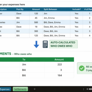 Expense Splitter in Excel